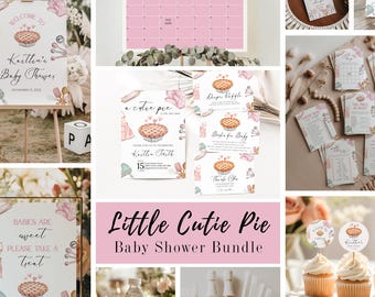 Paquete de baby shower "Cutie Pie", paquete de invitaciones para baby shower de niña, invitación para baby shower de otoño, baby shower de Acción de Gracias, descarga digital