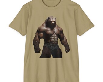 Muscle Bear T-Shirt | Unisex CVC Jersey Shirt, Workout Gear, Animal Lover Gift, Casual Tee, Fun Graphic Tee
