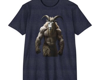 Muscular Goat Graphic Tee, Funny Animal Lover Shirt, Unique CVC Jersey T-shirt, Gift for Him, Perfect for Casual Wear, Buff Goat, Gym GOAT