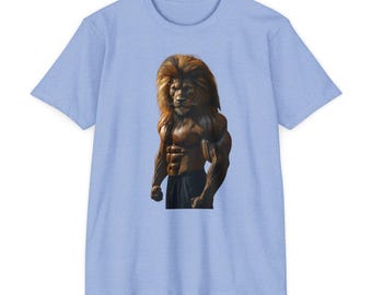 Lion Strength Unisex T-Shirt, Motivational Tee, Gift for Gym Lovers, Fitness Apparel, Animal Lover Shirt, Casual Wear, Buff Lion