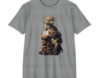 Muscular Eagle Graphic T-Shirt, Animal Lover's Tee, Unisex Fit, Casual Wear, Gift for Bird Enthusiasts, Summer Style
