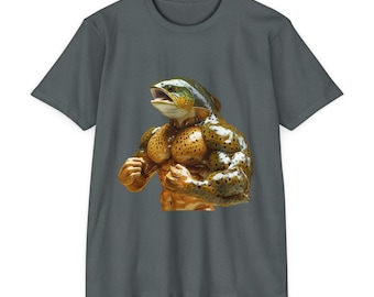 Muscle Fish T-Shirt, Funny Graphic Tee, Unisex Casual Shirt, Fisherman Gift, Humor Apparel, Swimming Theme Top, Buff Fish, Trout Tee