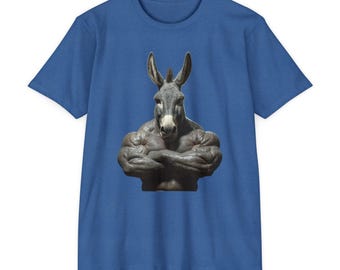 Muscle Donkey Unisex T-shirt | Funny Animal Shirt, Gift for Gym Lovers, Quirky Workout Tee, Humorous Fashion Top
