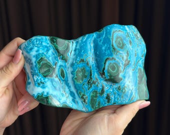 Cristal de crisocola malaquita de 630 g – Piedra curativa del Congo pulida