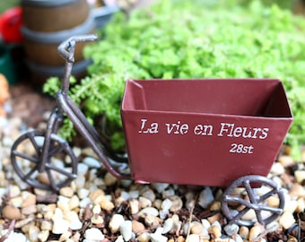 Vintage Rustic Tricycle Planter Wagon Miniature Terrarium Fairy Garden Decor