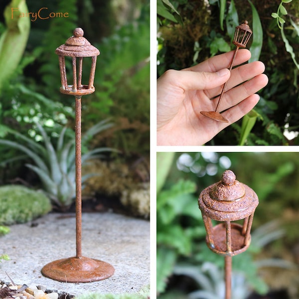 Rustic Vintage Street Lamp Post Miniature Fairy Garden Decor