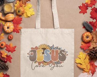 Bolsa tote com tema de Jesus | Presente cristão floral para mulheres, bolsa com versículos bíblicos, bolsa inspiradora de fé, presente perfeito para mãe ou igreja.
