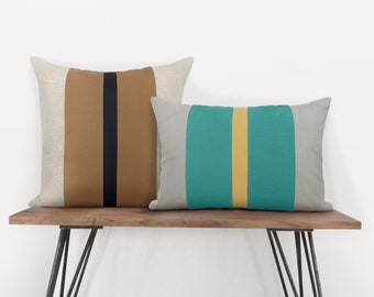 Personalized Mid Century Decorative Color Block Pillow Case, Scandinavian Home Decor | Geometric Cushion Cover in 12x18, 16x16, 18x18, 20x20