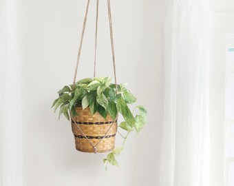 Extra large natural beige macrame plant hanger for hanging planters | 5mm Raw jute rope pot holder | Indoor outdoor garden