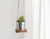 Reclaimed Wood and Jute Plant Holder for DIY Wall Hanging Planter Swing Shelf, Floating Shelving Succulent Wooden Plant Stand, Hanger