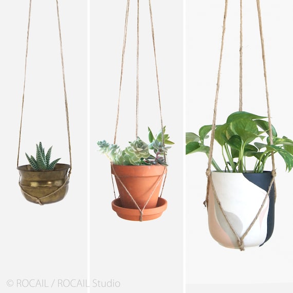 Suspension Plantes Macramé, AISIR 3pcs Pots Suspendus Plante Intérieur