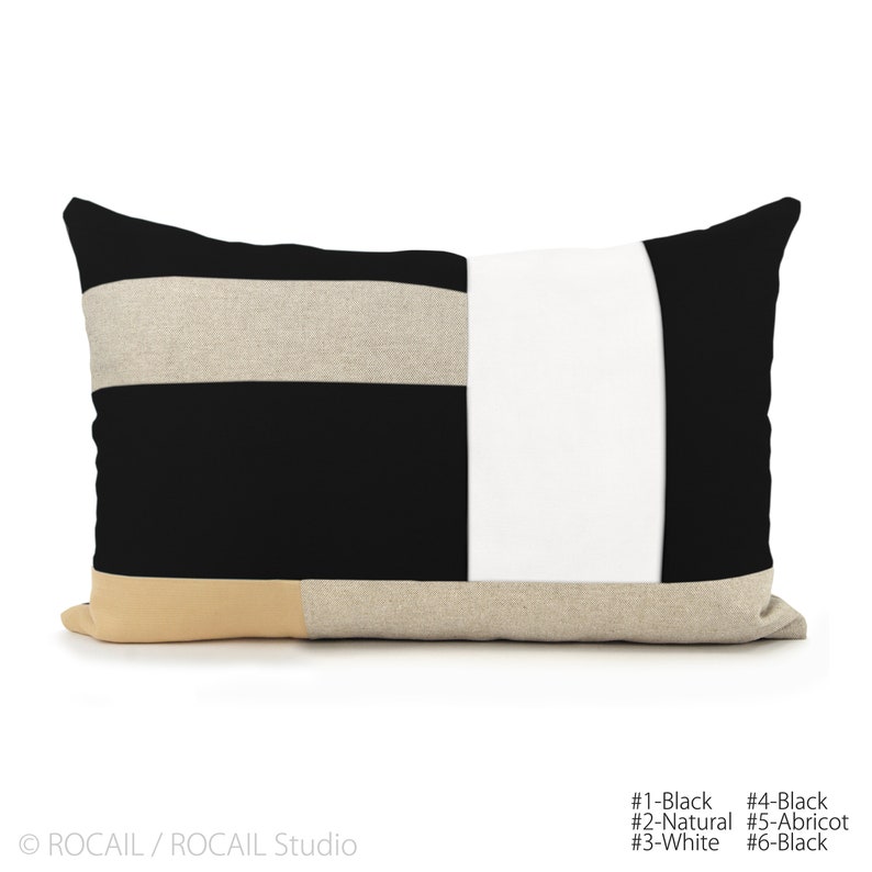 Custom Decorative Color Block Pillow Case Personalized 12x18, 16x16, 18x18, 20x20 Geometric Patchwork Colorblock Accent Cushion Cover image 5