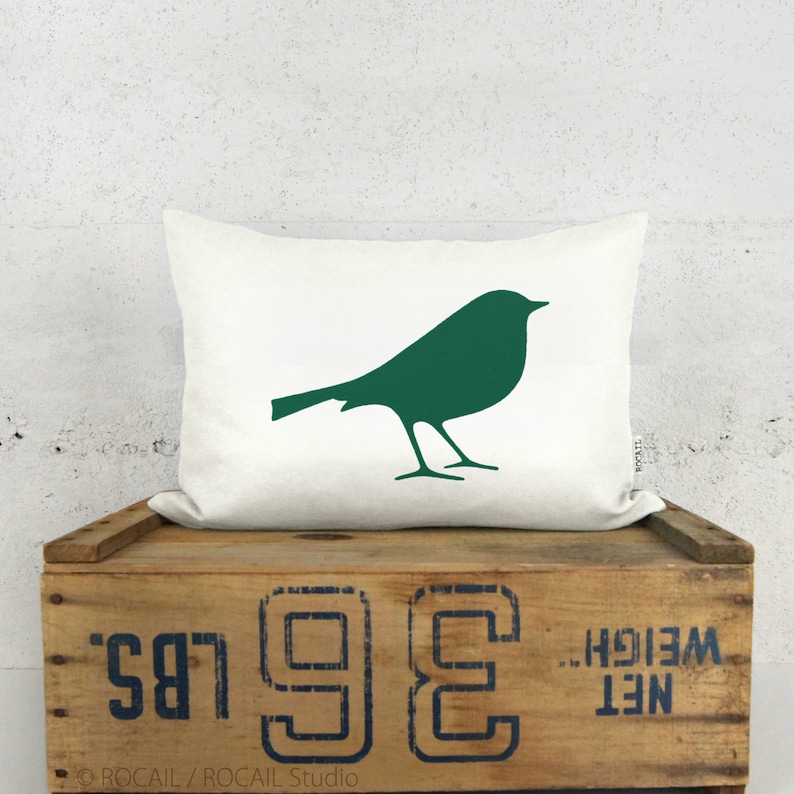 Custom bird pillow case, 12x18, 16x16, 18x18, 20x20 bird silhouette pillow cover, Personalized modern home decor image 3