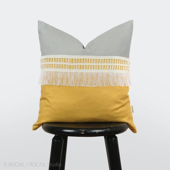 18x18 Fringe Colorblock Pillow Case in Color block pillows abstract geometric
