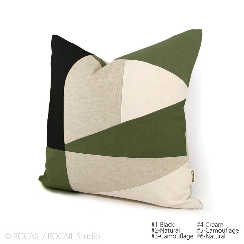 Custom Decorative Color Block Pillow Case in 12x18, 16x16, 18x18, 20x20 Personalized Geometric Triangle Colorblock Accent Cushion Cover image 4