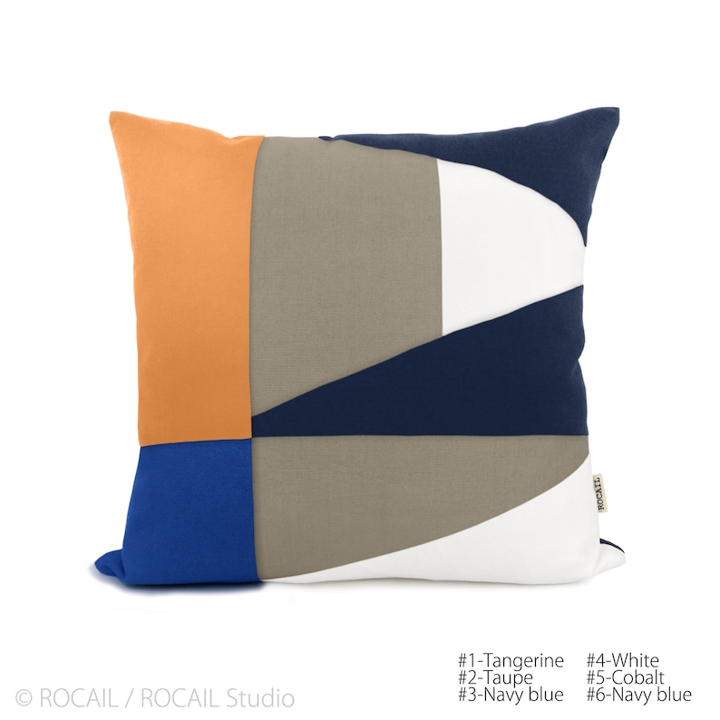 Custom Decorative Color Block Pillow Case in 12x18, 16x16, 18x18, 20x20 Personalized Geometric Triangle Colorblock Accent Cushion Cover image 2