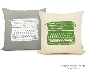 12x18, 16x16 or 18x18 Custom Typewriter Pillow Case, 20x20 Mid Century Modern Personalized Cushion Cover | Your Color and Fabric