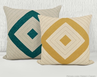 Custom Geometric Decorative Pillow Case, 12x18, 16x16, 18x18 and 20x20 Personalized Aztec Diamond Throw Pillow Cover, Modern Home Decor