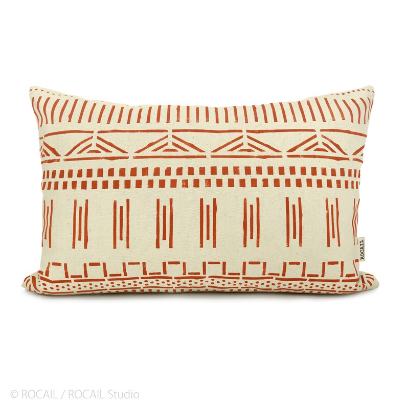 Burnt Orange and Ecru African Mud Cloth Decorative Pillows Etsy