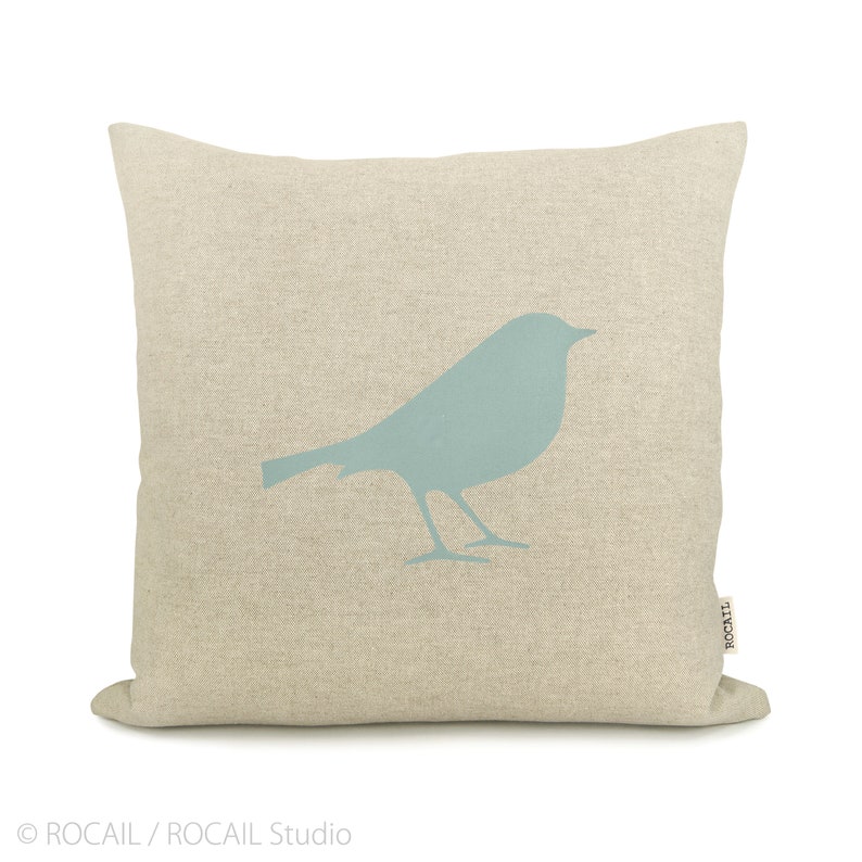 Custom bird pillow case, 12x18, 16x16, 18x18, 20x20 bird silhouette pillow cover, Personalized modern home decor image 2