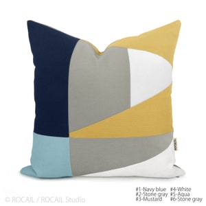 Custom Decorative Color Block Pillow Case in 12x18, 16x16, 18x18, 20x20 Personalized Geometric Triangle Colorblock Accent Cushion Cover image 7