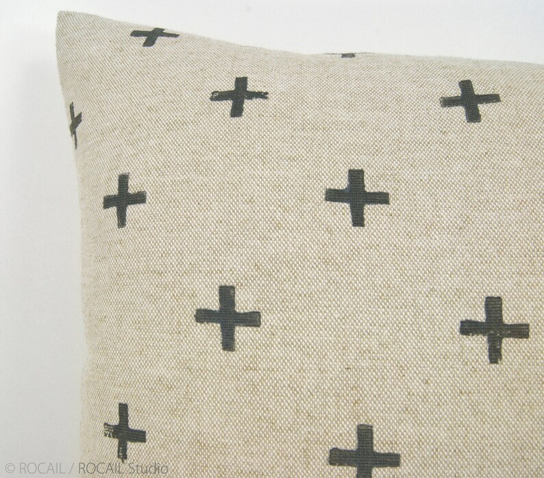 Custom Swiss Cross Pattern Pillow Case, Personalized 12x18 16x16 18x18 20x20 Geometric cushion cover, Minimalist Home Decor image 3