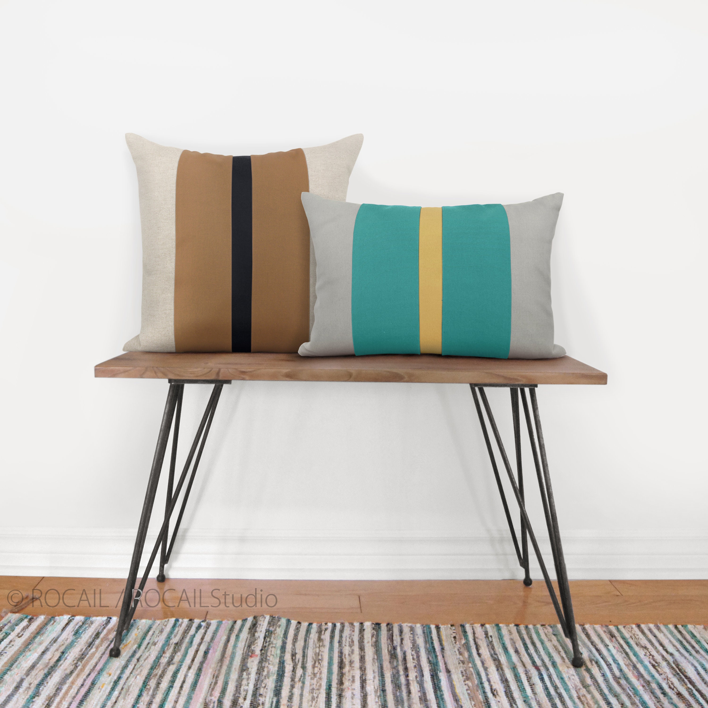 Personnalisé | Housse de Coussin Décoratif Blocs Couleurs 12x18, 12x20, 16x16, 18x18, 20x20 Décor Mo