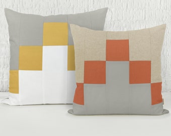 Personalized Cushion Cover | 16x16, 18x18, 20x20 Decorative Pillow Case | Geometric and Minimalist Custom Color Block Pattern