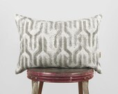 12x18 Lumbar or 18x18 Tribal Decorative Throw Pillow Case, Cushion Cover | Gray and White Geometric Aztec Accent | Mid Century Modern Decor