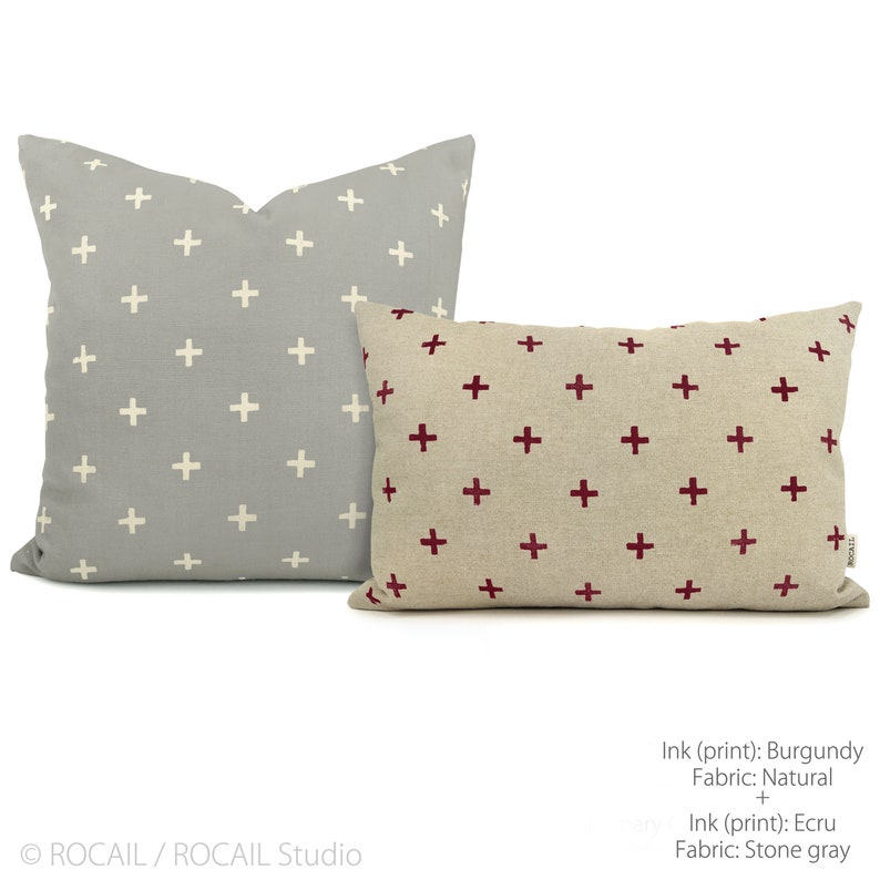 Custom Swiss Cross Pattern Pillow Case, Personalized 12x18 16x16 18x18 20x20 Geometric cushion cover, Minimalist Home Decor image 2