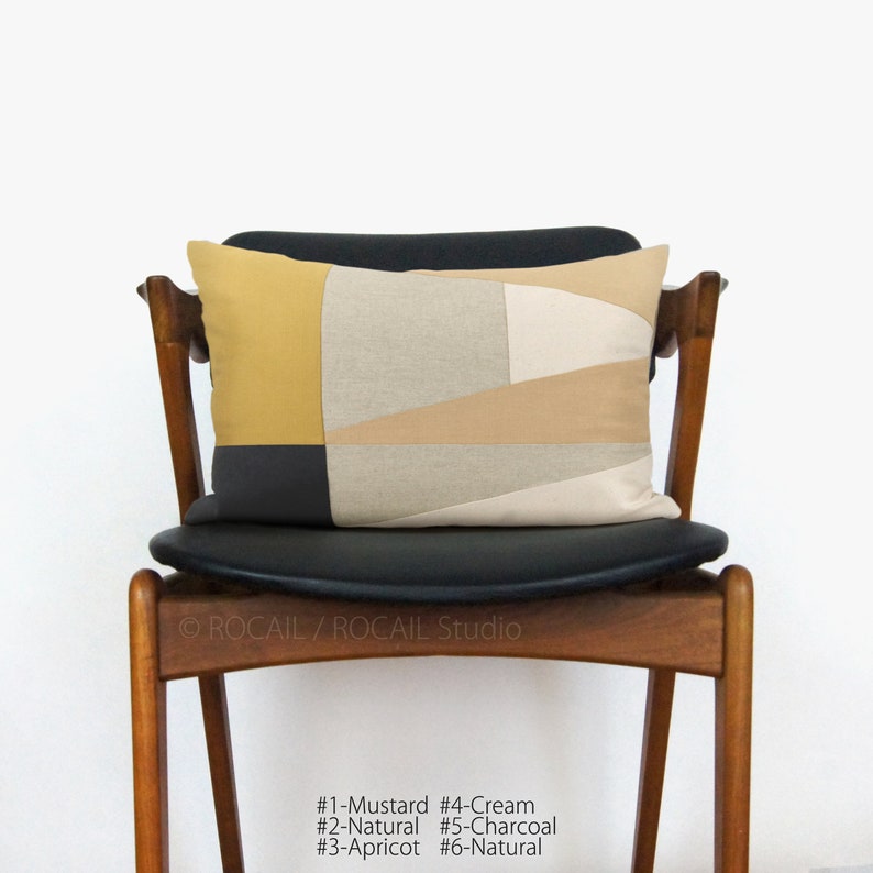 Custom Decorative Color Block Pillow Case in 12x18, 16x16, 18x18, 20x20 Personalized Geometric Triangle Colorblock Accent Cushion Cover image 3