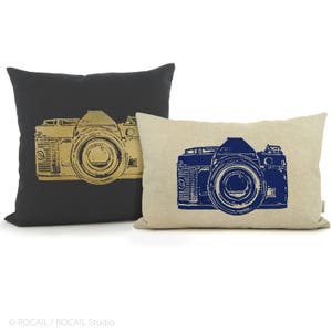 Custom vintage camera pillow cover, Modern urban decor
