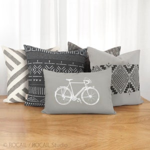 Custom Vintage Bicycle Print Pillow Case, Personalized Industrial Bike Decorative Cushion Cover in 12x18 Lumbar, 16x16, 18x18 or 20x20 image 8