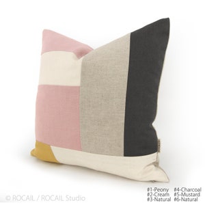 Custom Decorative Color Block Pillow Case Personalized 12x18, 16x16, 18x18, 20x20 Geometric Patchwork Colorblock Accent Cushion Cover image 4