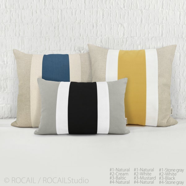 Custom Color Block Pillow Case in 12x18, 12x20, 16x16, 18x18, 20x20 | Personalized Striped Colorblock Accent Decorative Cushion Cover