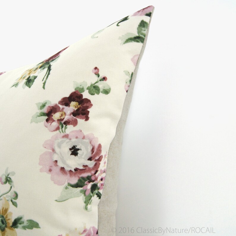 Floral Pillow Case Pink Burgundy Yellow and White Etsy