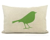 Bird Decorative Throw Pillow Case | 12x18 16x16 18x18 Tropical Green, Beige and Geometric Pattern Cushion Cover | Modern Accent Home Decor