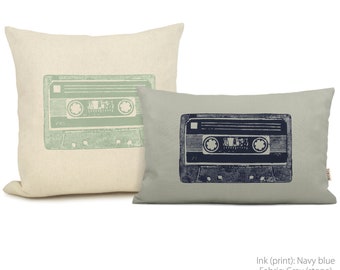 Personalized Vintage Cassette Decorative Cushion Cover | 12x18, 16x16, 18x18, 20x20 Mix Tape Throw Pillow Case, Retro and Urban Decor