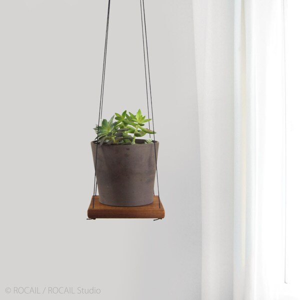 Rustic Cedar Plant Holder, Swing Shelf, Floating Shelving | Reclaimed Wood and Black Hanger | Hanging Succulent Wall Planter | Unique Gift