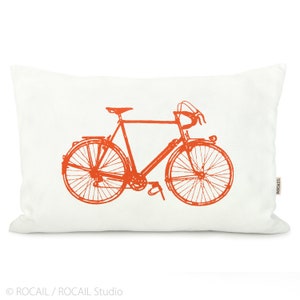 Custom Vintage Bicycle Print Pillow Case, Personalized Industrial Bike Decorative Cushion Cover in 12x18 Lumbar, 16x16, 18x18 or 20x20 image 3