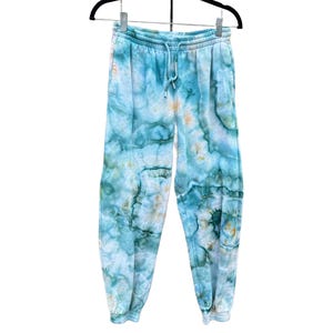 Tie Dye-mjukisbyxor med dragsko och fickor | Dambyxor | Geode Tie - Ice Dye | Återvunnet mode