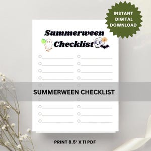 Summerween Checklist Printable, Summerween  Instant Download PDF, Summerween Stationary, Digital Download, Summerween Party