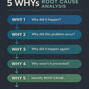 5 Whys Root Cause Analysis Tool | Lean Problem Solving Template (PDF ...