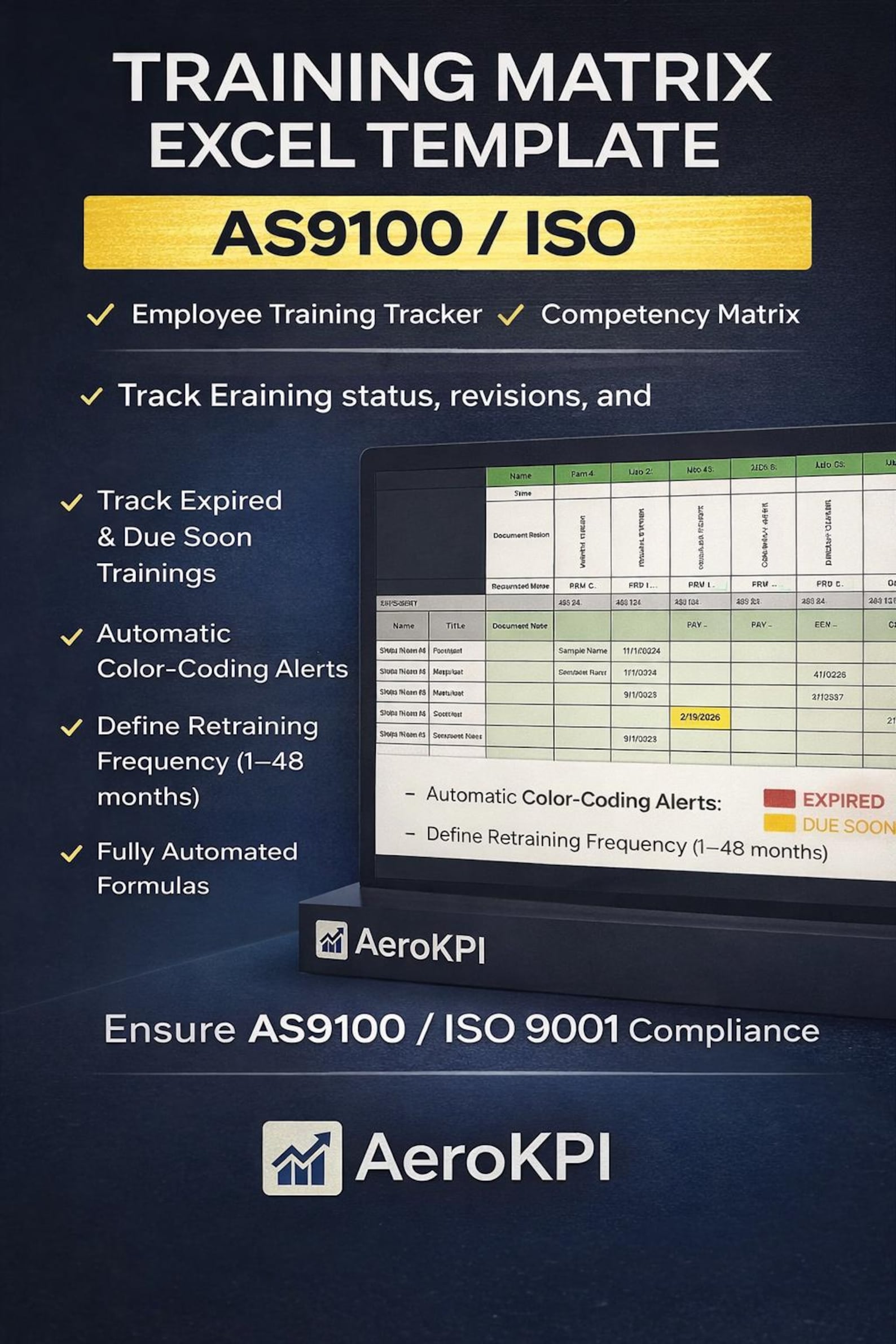 Iso 9100 Risk Matrix Training Matrix Excel Template | Employee Training Tracker, AS9100/ISO ...