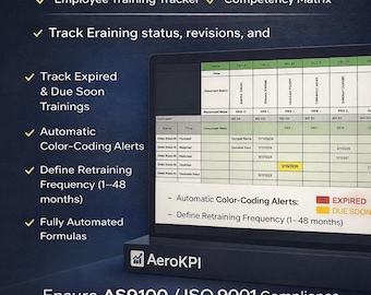 Training Matrix Excel Vorlage | Mitarbeiterschulungs-Tracker, AS9100 / ISO-Compliance