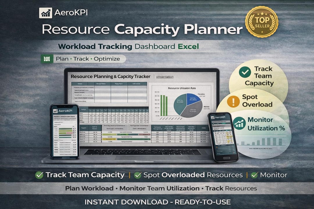 Capacity Planner Excel Template | Workload Tracker Dashboard (digital ...