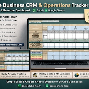 サービス業向けCRMトラッカー｜売上、見込み客、収益ダッシュボード（Excel、Googleスプレッドシート対応）