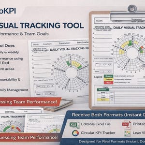 tägliches Visuelle Tracking Board | KPI Performance Tracker | Lean-Managemant-Tool | Team Ziele Dashboard | Excel / Printable Vorlage