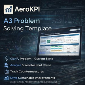 A3 Problem Solving Excel Template | Root Cause Analysis + 5 Why + Fishbone + Pareto | Lean Kaizen & Corrective Action Tool