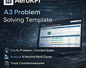 A3 Problem Solving Excel Template | Root Cause Analysis, 5 Why, Fishbone (Digital Download)